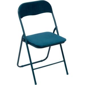 5five – Chaise Pliante en Velours Bleu(Bleu Canard)