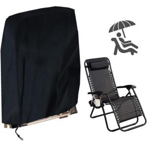 210D Housse pour fauteuil pliable – Imperméable, coupe-vent, résistante aux UV – Tissu Oxford – Housse de protection pour fauteuil relax, chaise longue de jardin, chaise longue de soleil, noir