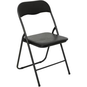5 five simply smart 5five – Chaise Pliante Noire – L 44 x P 48 x H 79 cm – Structure Acier, Compacte – Chaise d&rsquo;Appoint pour Cuisine, Bureau(Noir)