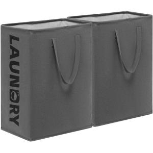 2 Pièces Panier à linge, paniers à linge pliables, 75L paniers à linge pour linge,carré panier de rangement en tissu les jouets dans la chambre, la salle de bain(Gris)