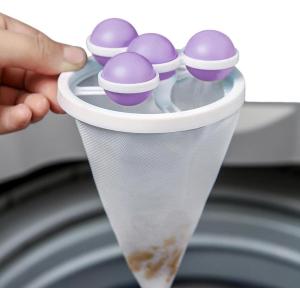 1/3 Pièces Sac en Filet À Peluches Flottant, Filtre À Cheveux pour Lave-Linge, Filtre À Cheveux Flottant pour Machine À Laver, Sac Réutilisable en Maille Flottante pour Peluches(Violet)