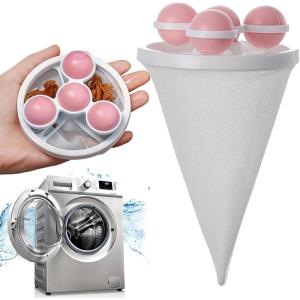 1/3 Pièces Sac en Filet À Peluches Flottant, Filtre À Cheveux pour Lave-Linge, Filtre À Cheveux Flottant pour Machine À Laver, Sac Réutilisable en Maille Flottante pour Peluches(Rose)