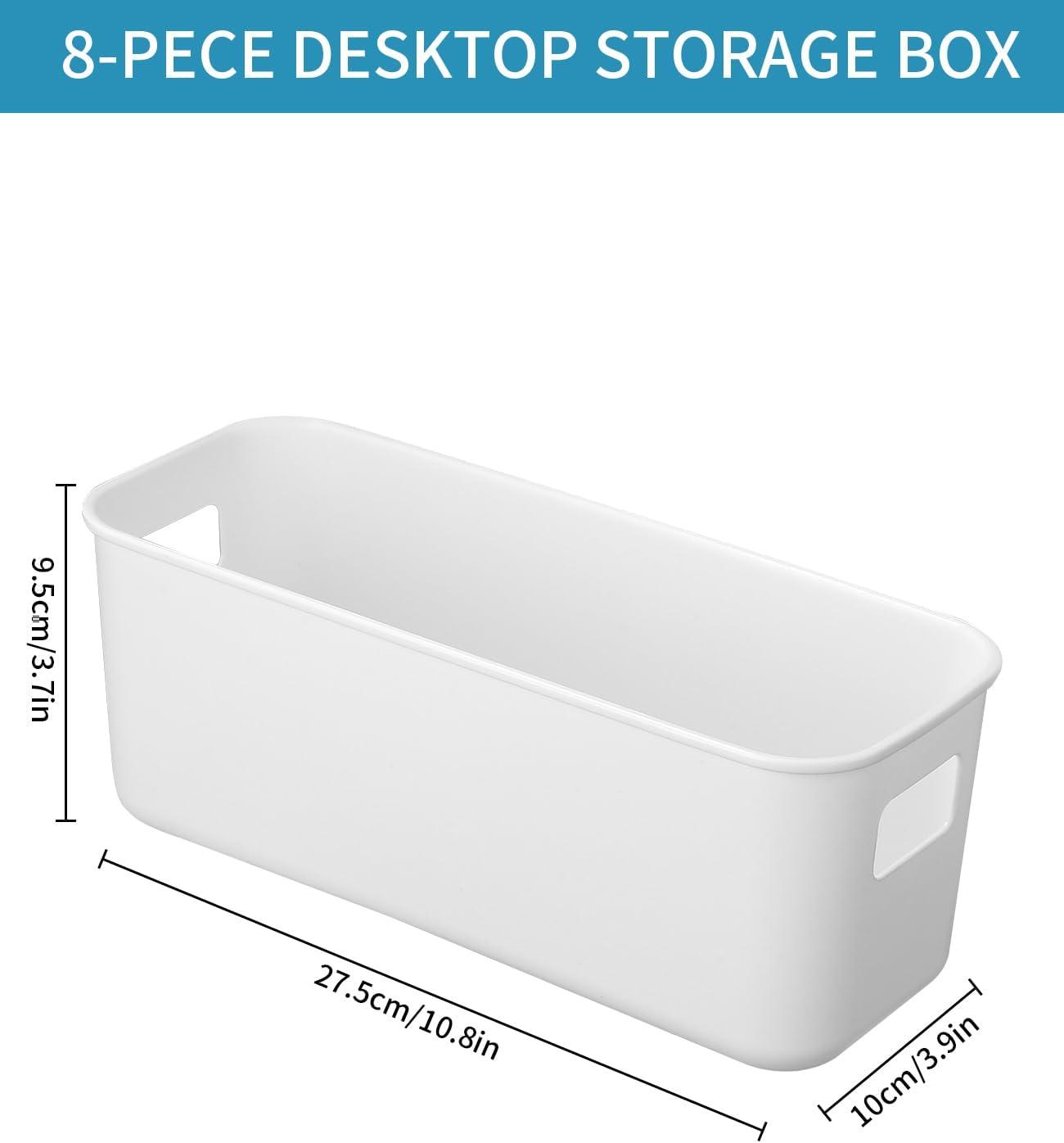 image:image8pcs Botes de Rangement en PlastiquePanier de Rangement avec Poignes Empilable Bote Rangement Cuisine pour Placard Bureau Salle de Bain Cosmtiques Jouets