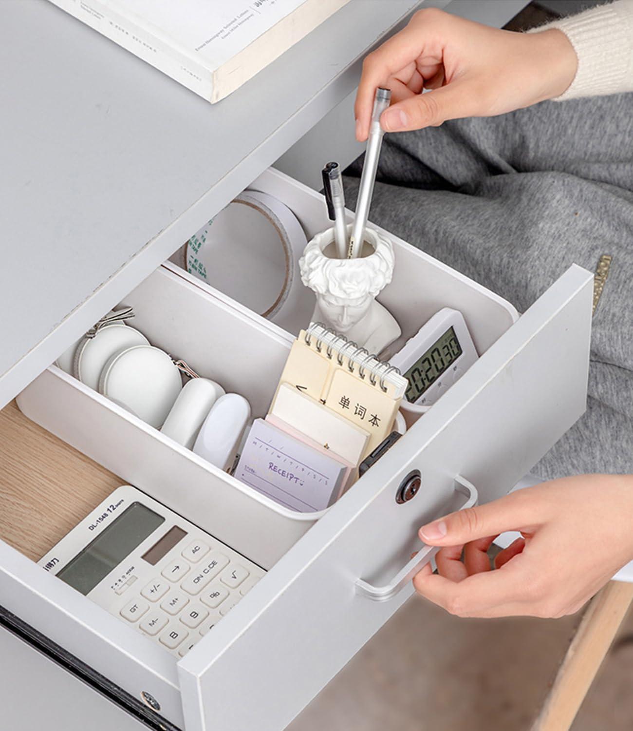 image:image8pcs Botes de Rangement en PlastiquePanier de Rangement avec Poignes Empilable Bote Rangement Cuisine pour Placard Bureau Salle de Bain Cosmtiques Jouets
