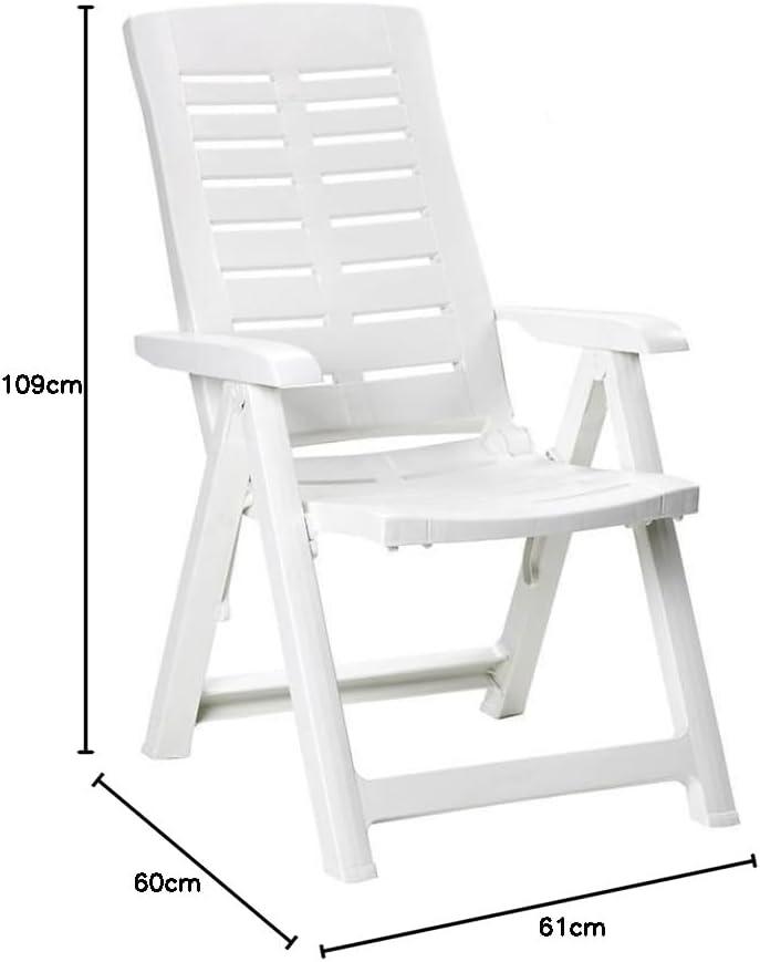 image:imageChaise Pliante MultiPositions EDM Blanche 60 x 61 x 109 cm