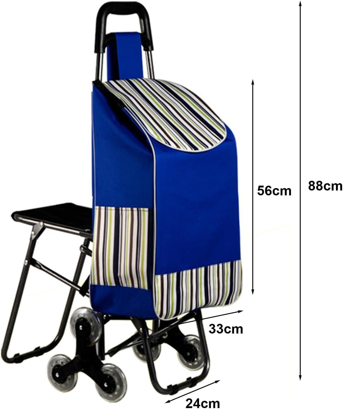 image:imageChariot de courses sur roulettes multifonction 2 en 1 avec cordes de tension rglables et chaise pliable