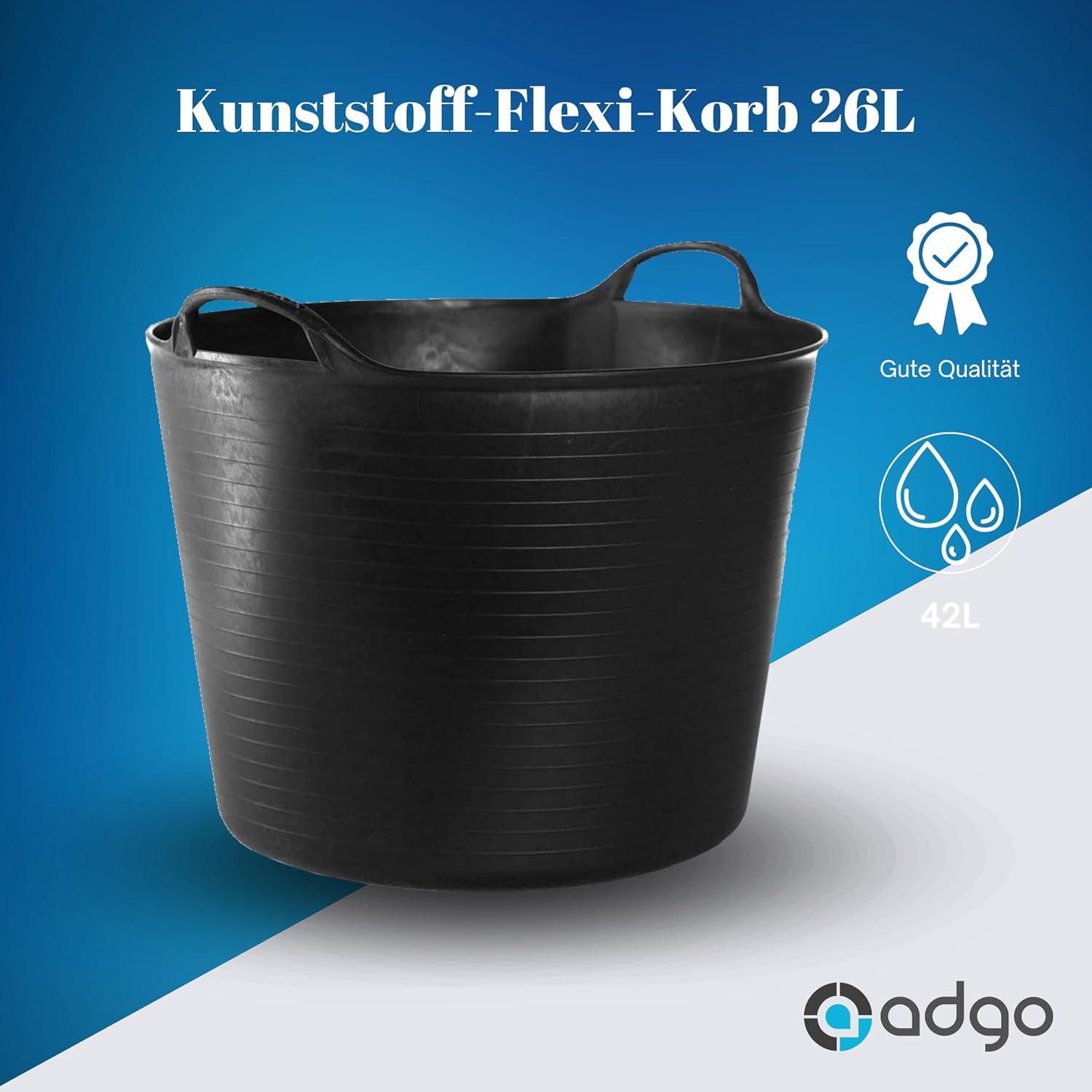 image:imageConteneur Seau Panier Flexible Multifonctionnel pour Maison curie Jardin Garage Animal Stockage Transport Lavage Alimentation Lavage Capacit de Levage Jusqu 120kg 42L Noir26L