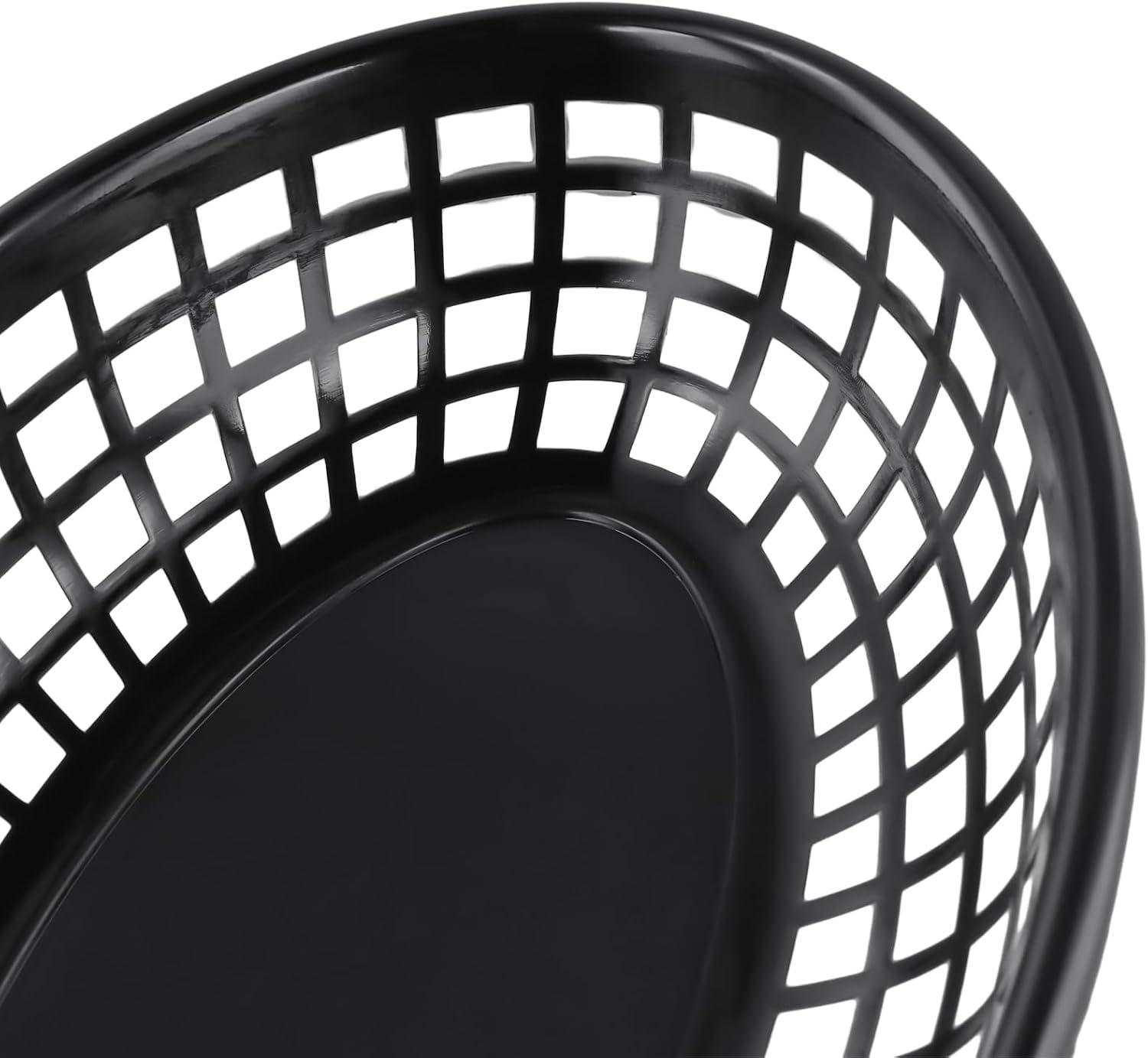 image:imageLot de 50 Paniers de Restauration Rapide de Rangement en Plastique Panier de prsentation ovale classique Avec 100 feuilles de papier Deli Noir 225 x 14 x 4 cm