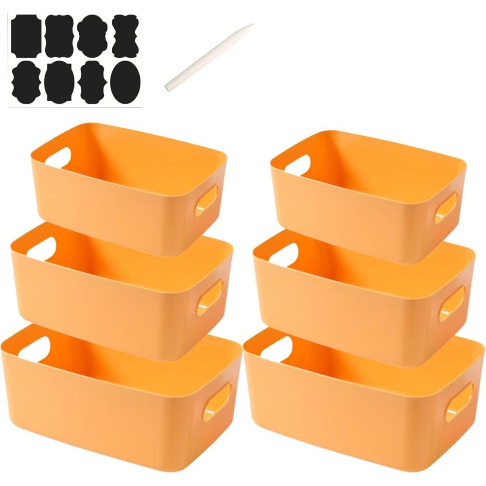 image:image6 Botes de Rangement en Plastique avec Poignes30cm25cm20cm2packOrganiseur de Salle de BainArmoire de CuisinePaniers de Rangement en Plastique pour tagre JauneJaune