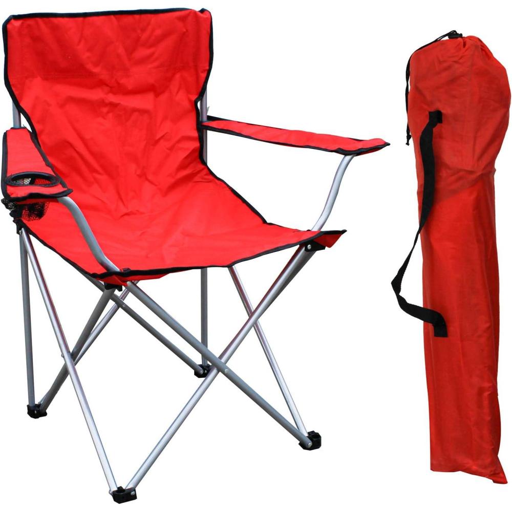 image:imageChaise de camping de pche pliable rouge avec portegobelet et sac charge maximale 120 kg
