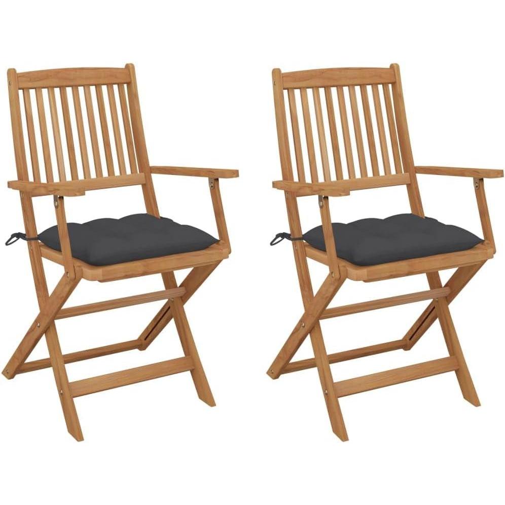 image:imageChaise pliante de jardin en bois dacacia massif avec coussin rembourr rsistant chaise extrieure pliable pour terrasse patio avec support poids 110 kg cordes de fixation pour coussin