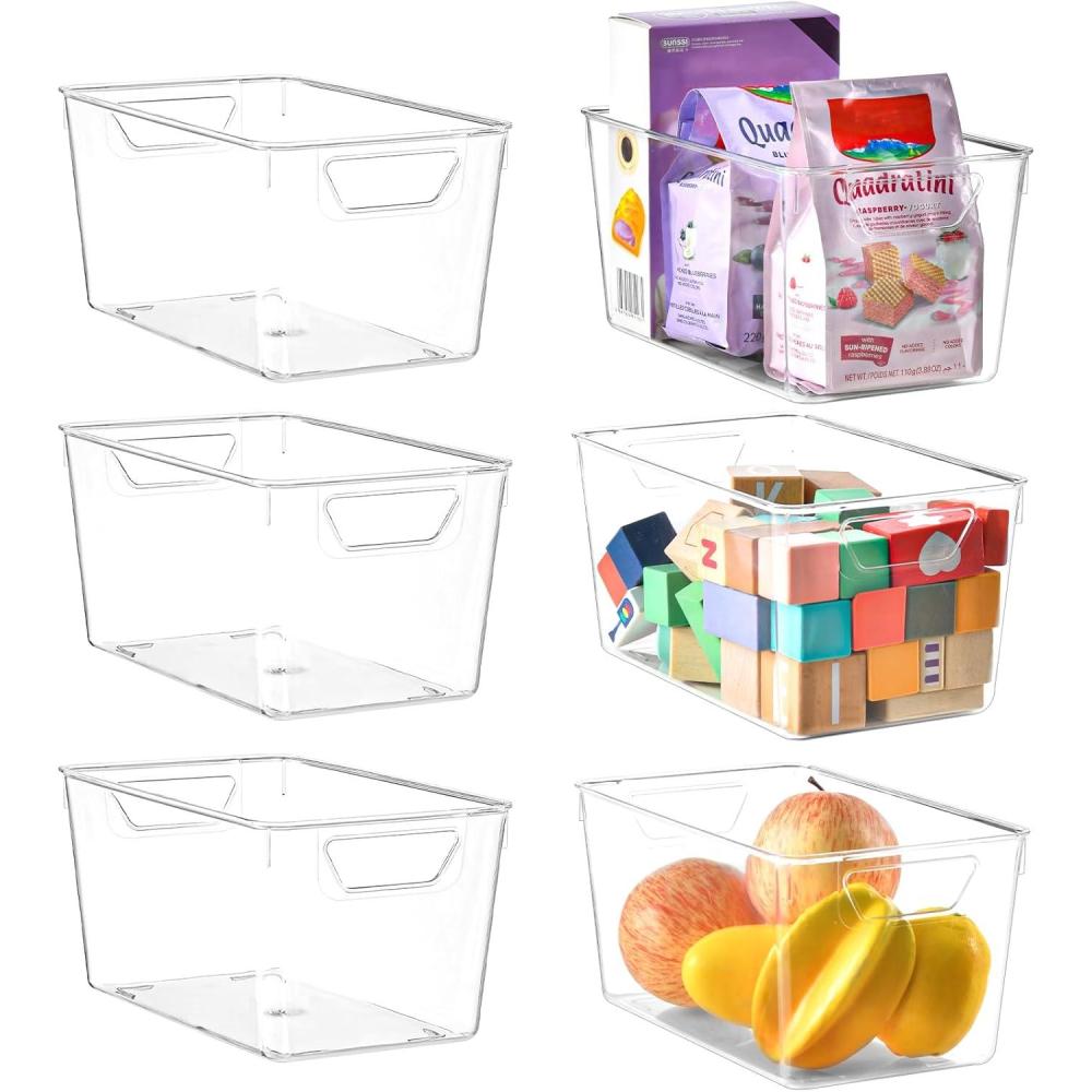 image:imageLot de 6 Boite de Rangement Plastique Boite Rangement Cuisine avec Poigne idale pour Panier Rangement Salle de Bain Garde Manger
