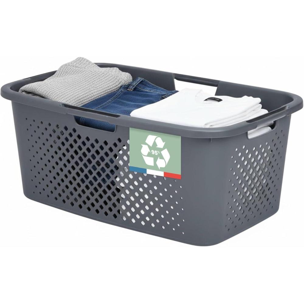 image:imageSUNDIS Panier Linge Pixel 40 Litres Gris 4 poignes ergonomiques Design moderne et ajour 4006001Gris