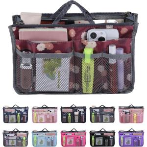 1x [à Compartiments Multiples] Organisateur De Sac De Voyage, Sac De Rangement pour Cosmétiques, 28,5 x 18,5 x 10cm(Floral  Marron)