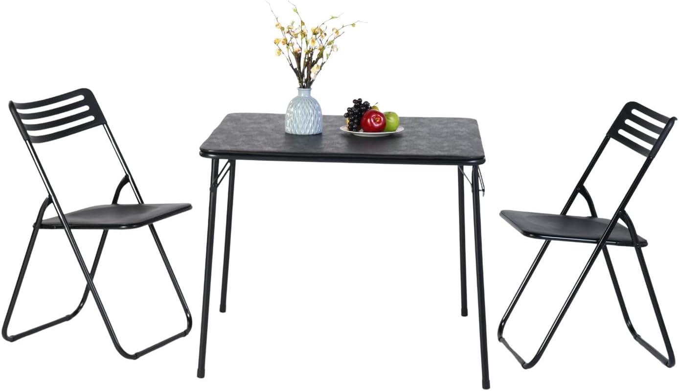 image:imageFurnitureR Tables Pliantes Square Noire Structure Mtallique Robuste et MDF Plateau Rembourr en Cuir Synthtique Pliable et Portable pour Fte Maison Camping en Plein Air PiqueNique 86 x 86cm