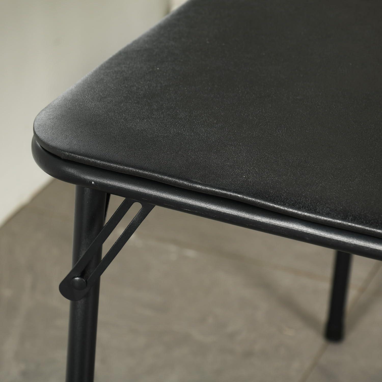 image:imageFurnitureR Tables Pliantes Square Noire Structure Mtallique Robuste et MDF Plateau Rembourr en Cuir Synthtique Pliable et Portable pour Fte Maison Camping en Plein Air PiqueNique 86 x 86cm