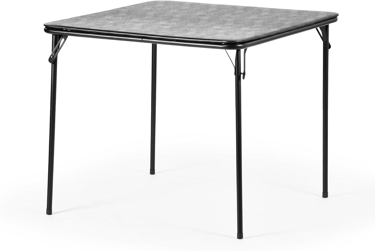 image:imageFurnitureR Tables Pliantes Square Noire Structure Mtallique Robuste et MDF Plateau Rembourr en Cuir Synthtique Pliable et Portable pour Fte Maison Camping en Plein Air PiqueNique 86 x 86cm