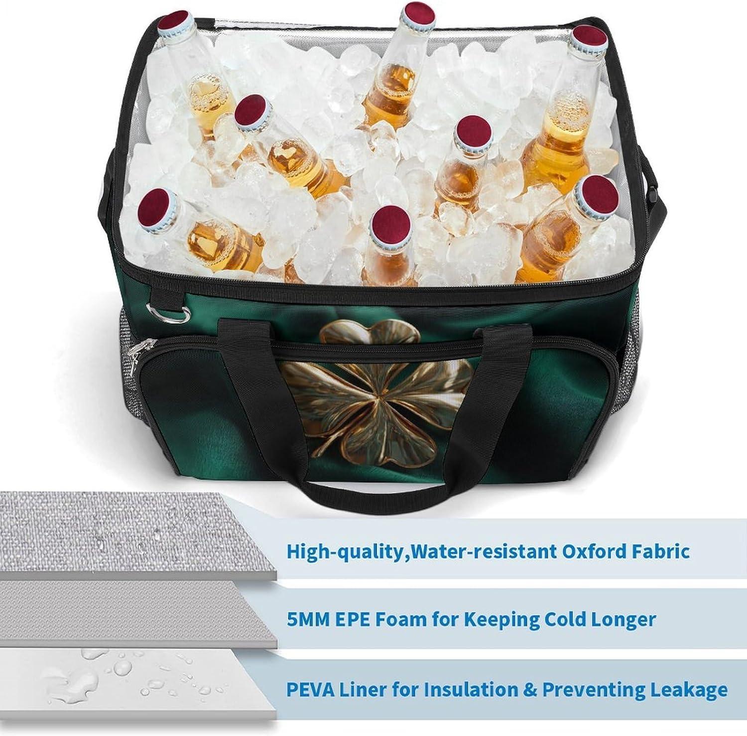 image:imageSac isotherme de luxe en forme de trfle quatre feuilles Dor mtallis Pour camping tanche Avec bandoulire