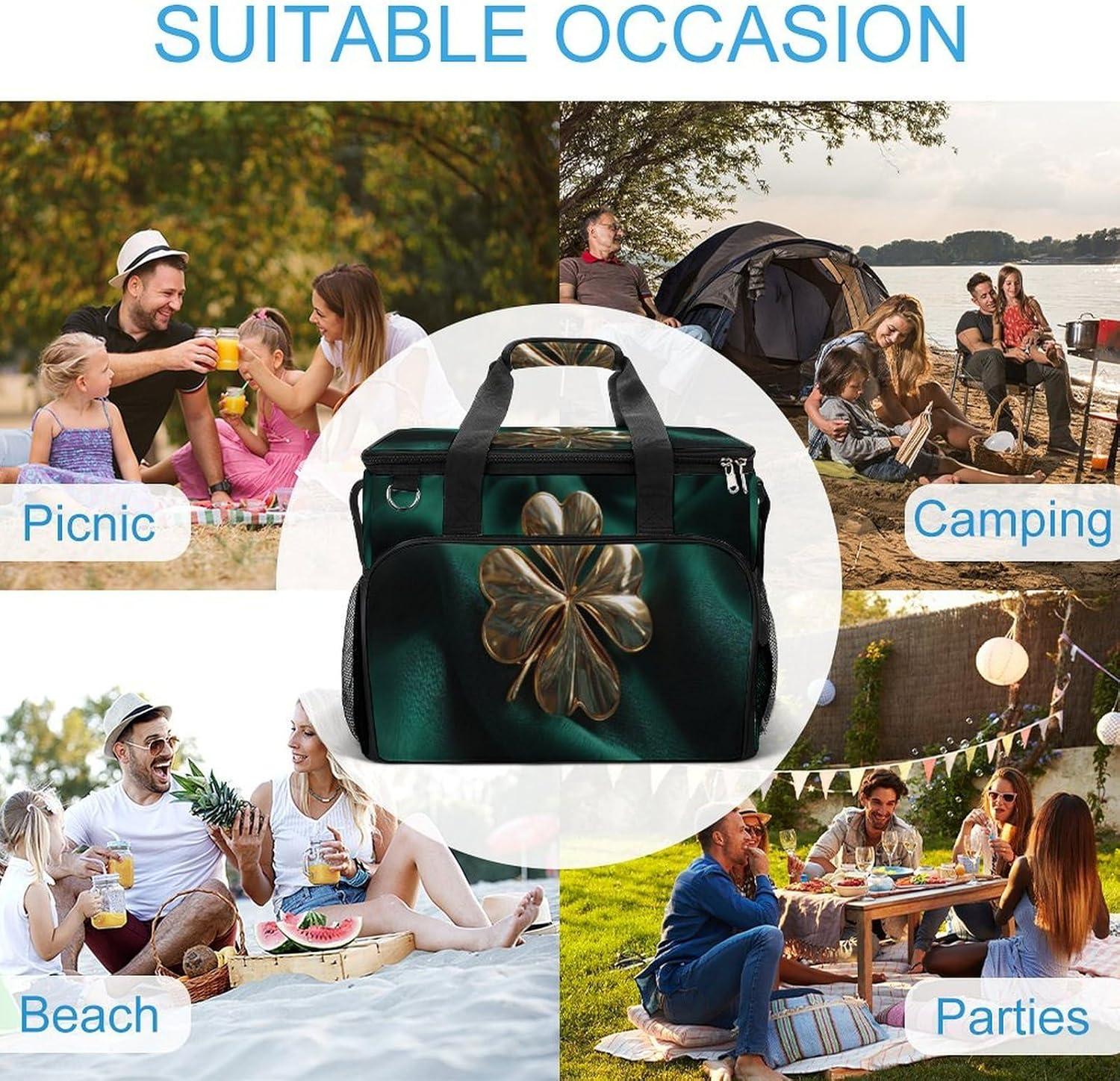 image:imageSac isotherme de luxe en forme de trfle quatre feuilles Dor mtallis Pour camping tanche Avec bandoulire