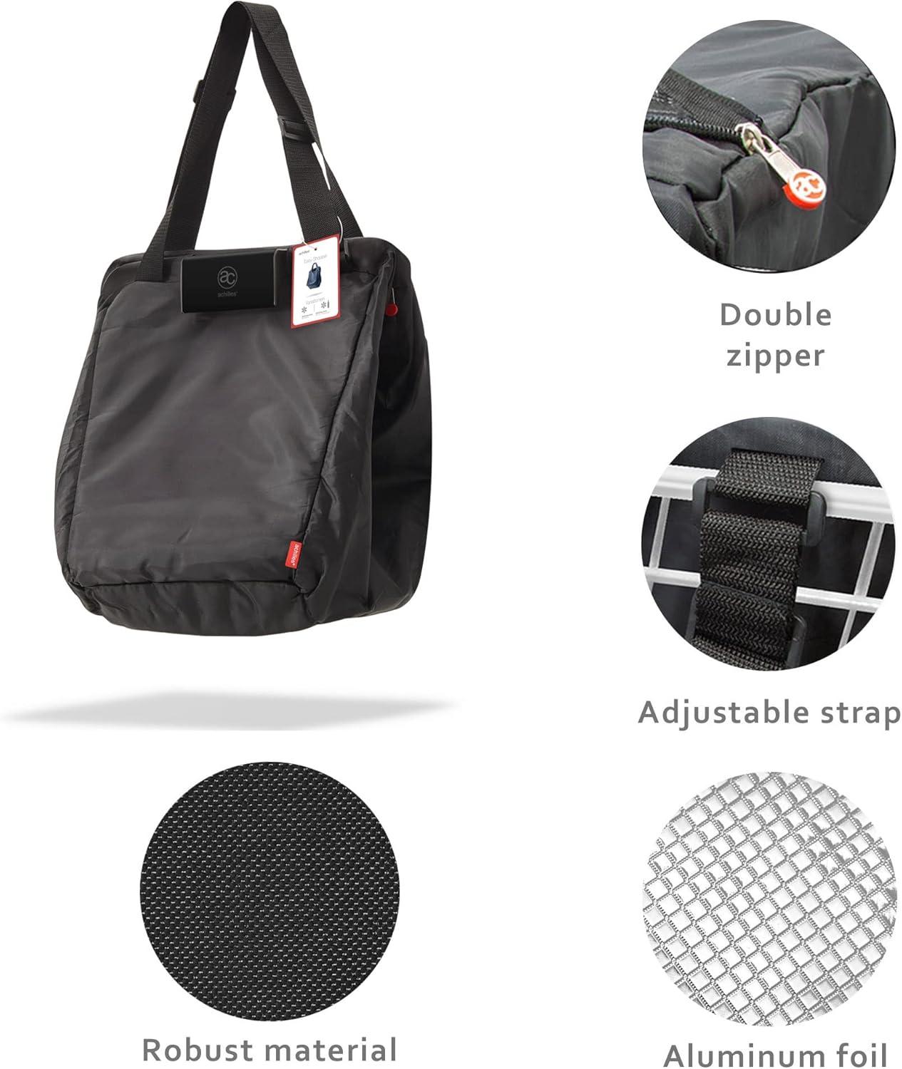 image:imageachilles sac isotherme suspendre sac pliable pour caddie thermique glacire grande bote thermique sac provisions pour tous les caddies courants 54x35x39cm noir
