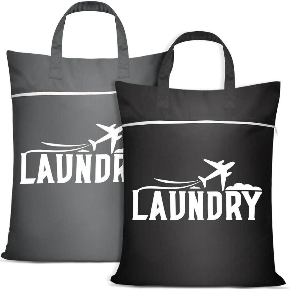 image:image2 Pices Sac linge de voyage avec fermeture clair grand sac linge de voyagesac linge tanche sac vtements sales pour les voyages Wet Dry Bag Pour Fitness Natation CampingNoir Gris