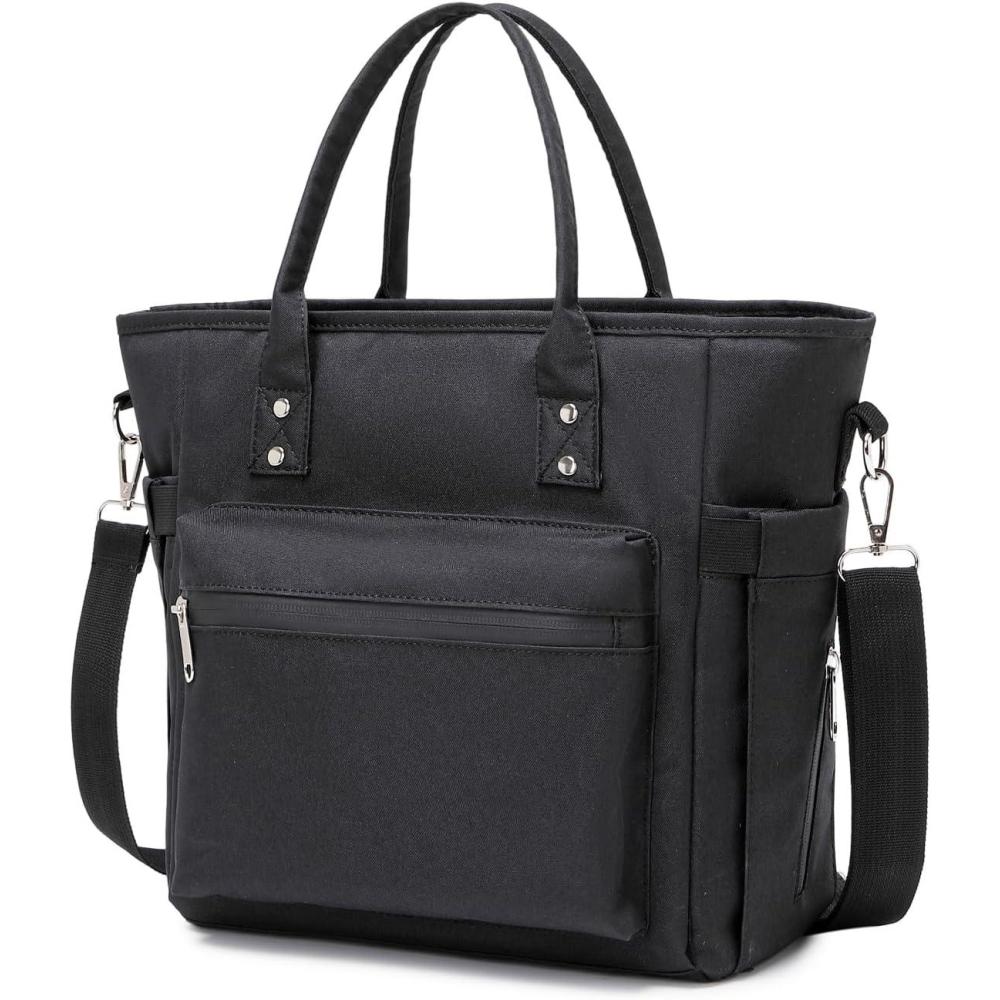 image:imageFemme Sac Isotherme Rutilisable Lunch Tote isol Lunch Box pour Les Enfants Fille Sac Isotherme Repas Portable avec bandoulire rglable pour Voyage Camping PiqueNique Travail BoulotBlack B