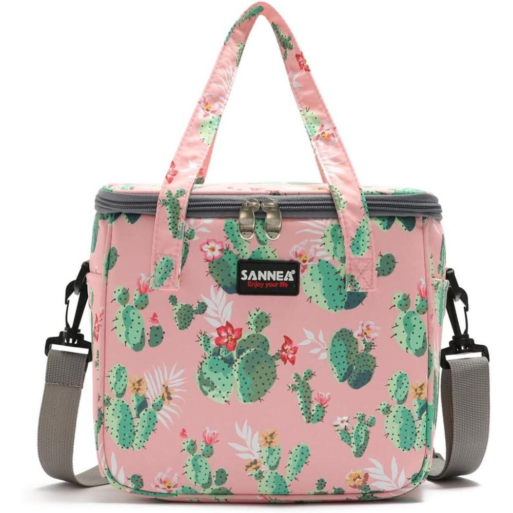 image:imageFemme Sac Isotherme Rutilisable Lunch Tote isol Lunch Box pour Les Enfants Fille Sac Isotherme Repas Portable avec bandoulire rglable pour Voyage Camping PiqueNique Travail BoulotCactus