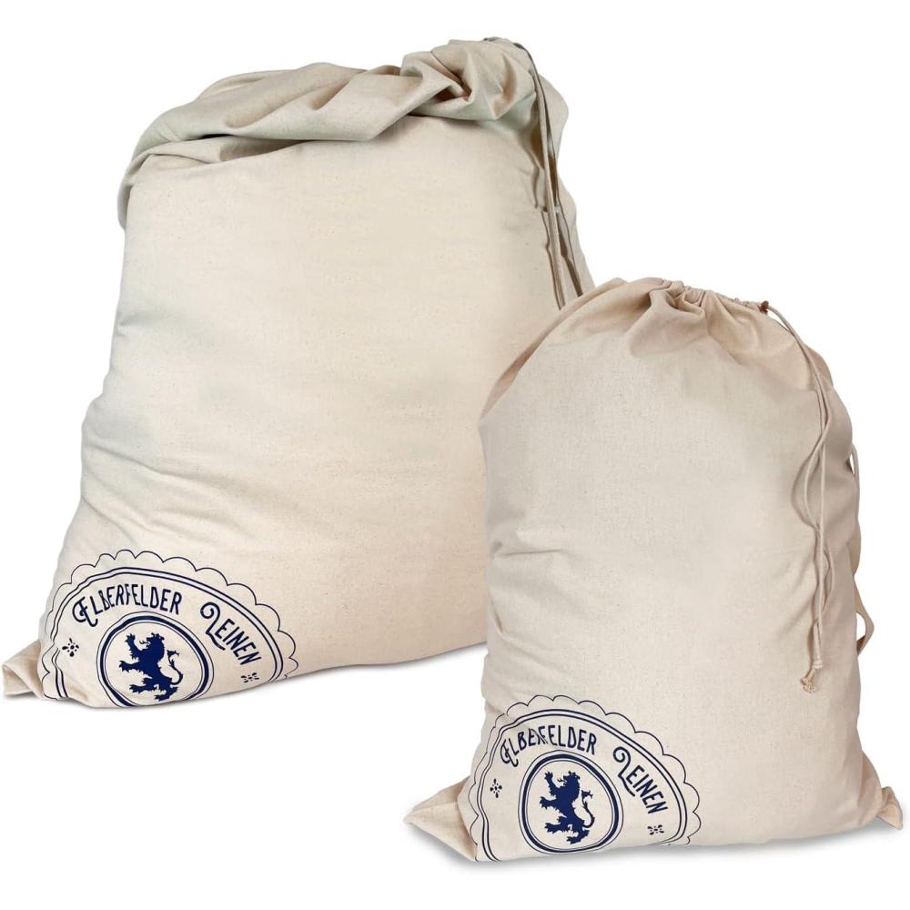 image:imageGrands sacs linge en coton avec sangle de transport et cordon de serrage 65 x 85 cm lavables certifis koTex Standard 100 pour panier linge panier lingeXL XXL Bundle 2 Stk