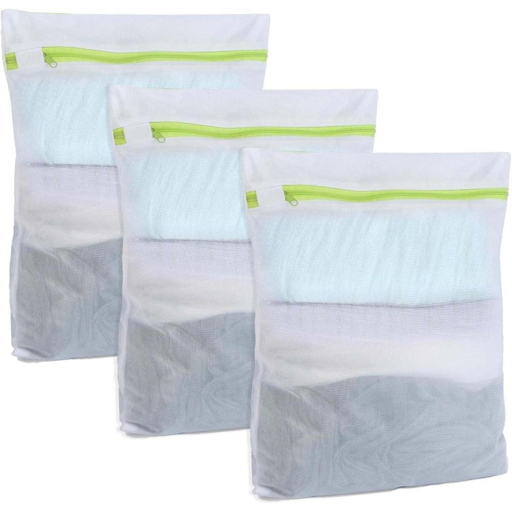 image:imageLot de 3 sacs linge pour machine laver avec fermeture clair verte protge le linge dlicat durable pour sousvtements chaussettes vtements de bb soutiengorge