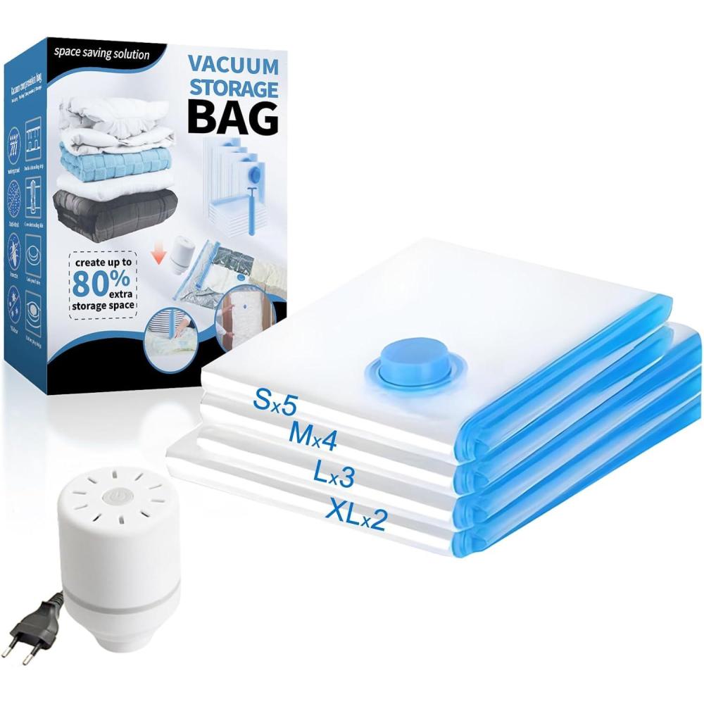 image:imageSacs linge sous vide TONZACK 14 sacs de vtements de voyage 2 extra grands 3 grands 4 moyens 5 petits pour ranger vtements oreillers