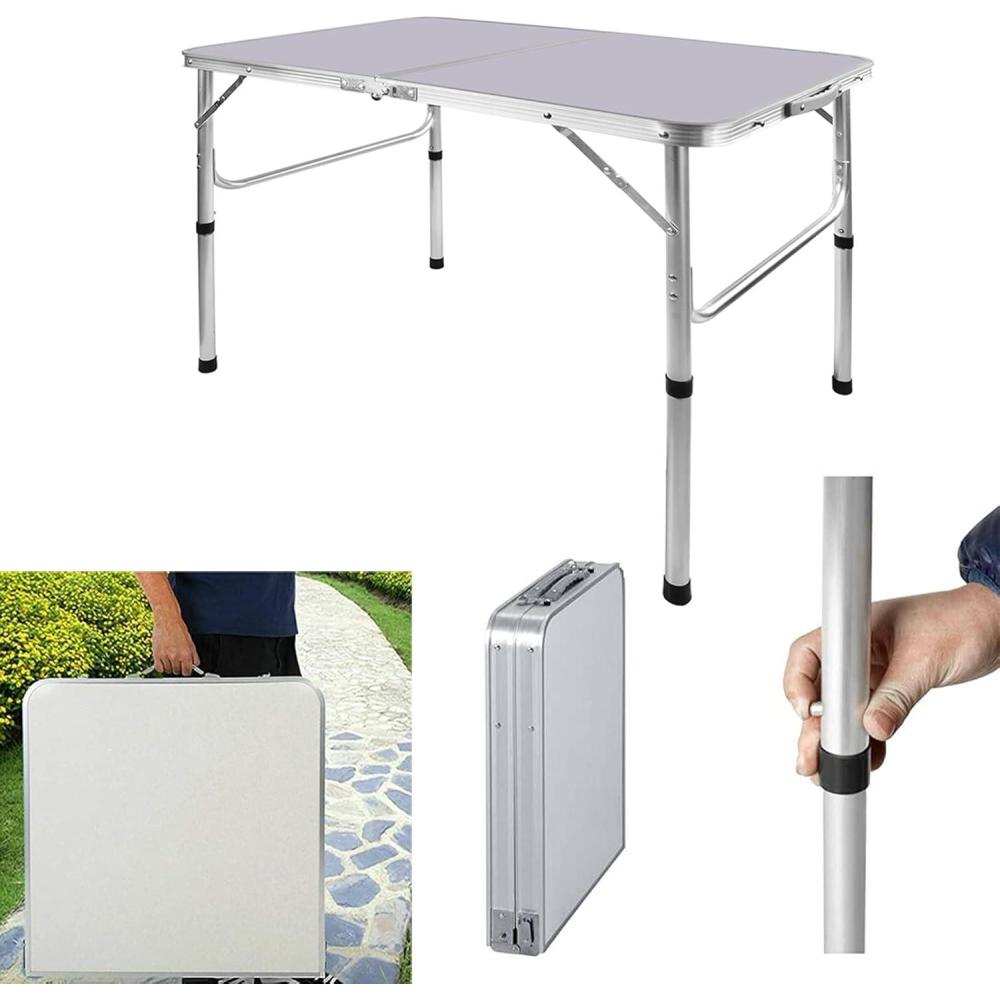 image:imageTable de Jardin Pliable de 90 cm avec Hauteur rglable en intrieur et en extrieur pour Camping PiqueNique Jardin Cuisine vnement Buffet Salle Manger Barbecue Table de Camping Portable