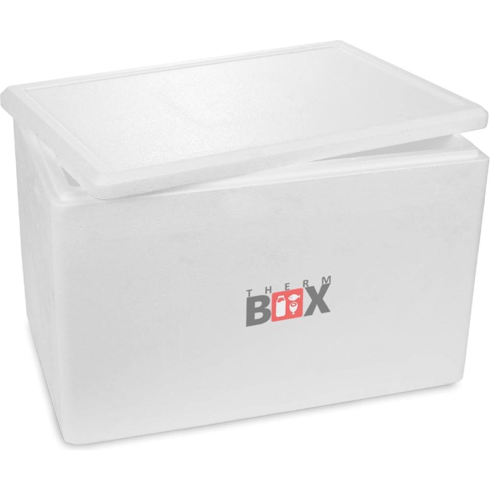 image:imageThermBox Bote de conservation professionnelle en polystyrne Taille XXL 595 x 395 x 400 cm Paroi 30 cm Volume 6093 L Isotherme maintient au frais Blanc