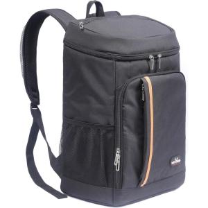 28L Sac à Dos Isotherme à Glacière, Sac Isotherme Portable Cooler Backpack Bag, pour Hommes Femmes pour Déjeuner Plage Camping BBQ Travail Ecole Pique-Nique(Noir)