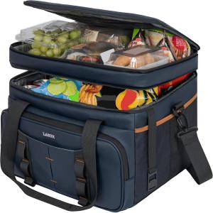 35L Sac Isotherme Double Couche Résistant à l&rsquo;eau, Glaciere Souple Isotherme pour Hommes Femmes, Sac de Pique-Nique pour Camping, Pêche, Plage, Randonnée(Bleu)