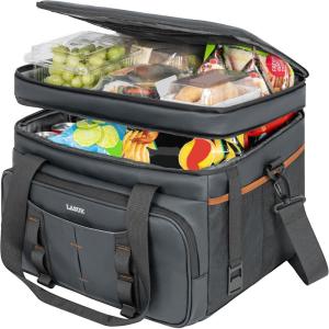 35L Sac Isotherme Double Couche Résistant à l&rsquo;eau, Glaciere Souple Isotherme pour Hommes Femmes, Sac de Pique-Nique pour Camping, Pêche, Plage, Randonnée(Gris)