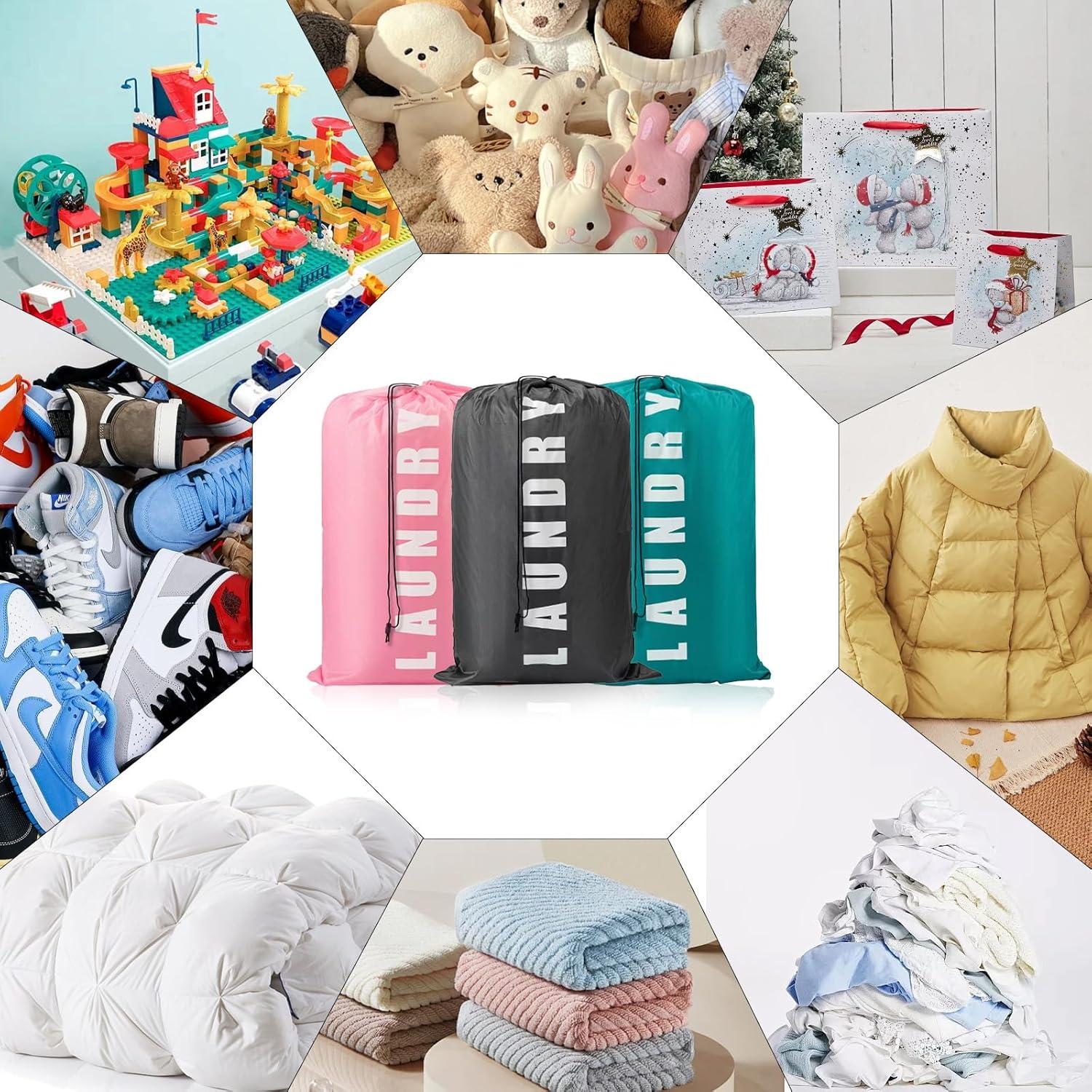 image:image3PCS Sac Linge Sale Voyage Grand Sac Linge Sale en Tissu Sac Portable pour Vtement avec Cordon de Serrage Sacoche Linge Pliable pour Maison Htel Dortoir