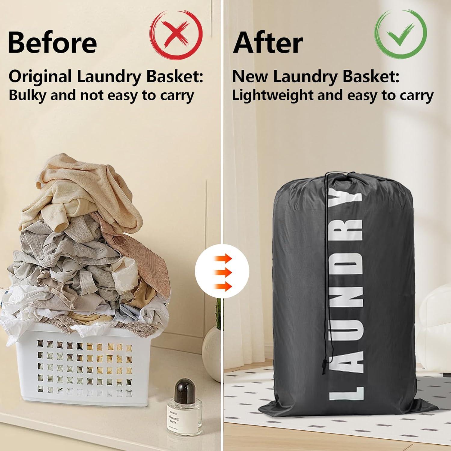image:image3PCS Sac Linge Sale Voyage Grand Sac Linge Sale en Tissu Sac Portable pour Vtement avec Cordon de Serrage Sacoche Linge Pliable pour Maison Htel Dortoir