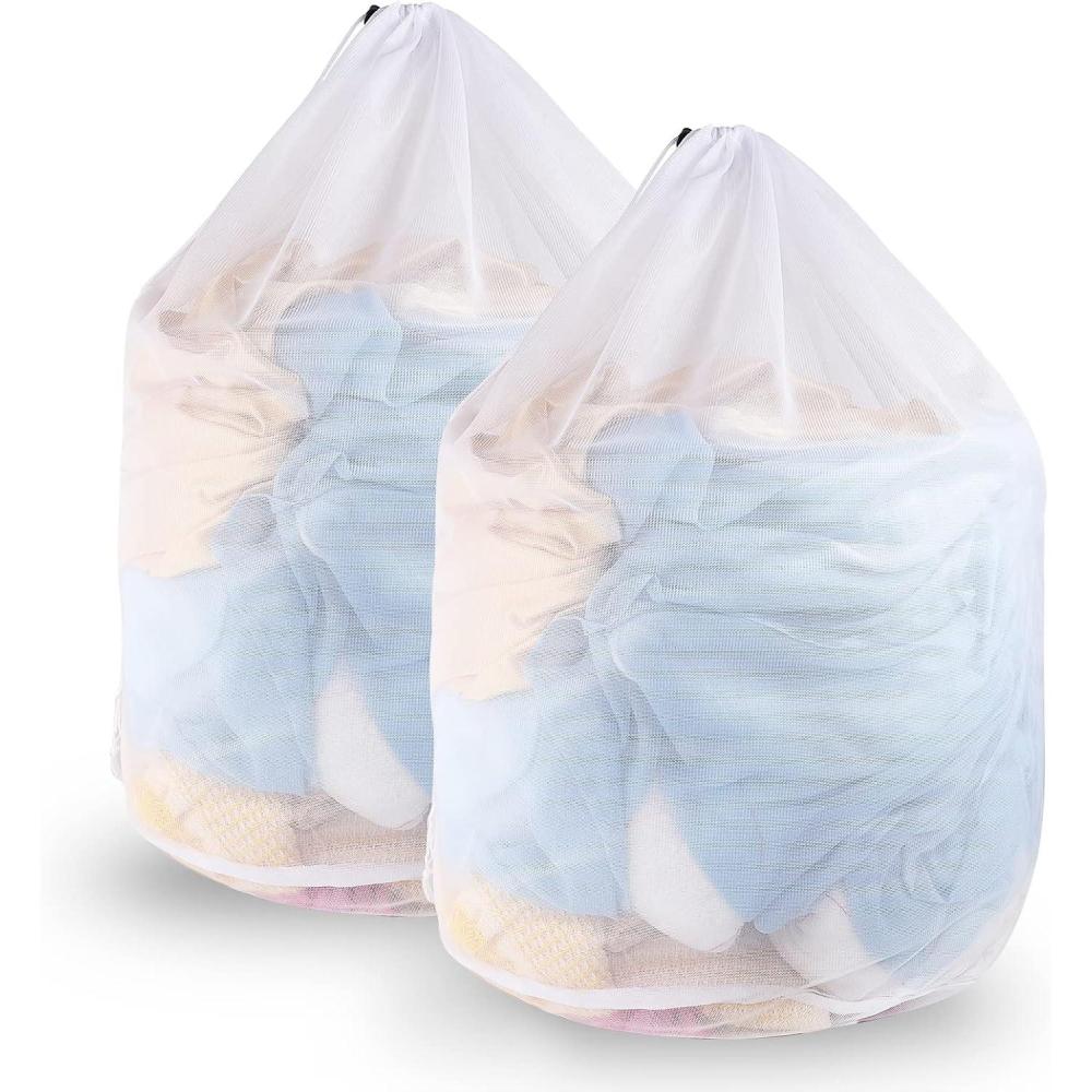 image:image2 Pcs Filet Linge Machine laver Sac Linge avec Cordon de Serrage Sac Linge Sale Rutilisable en Maille Fin pour Machine Laver Chemisier Sousvtements Soutiengorge Chaussettes 30 x 40cmLL