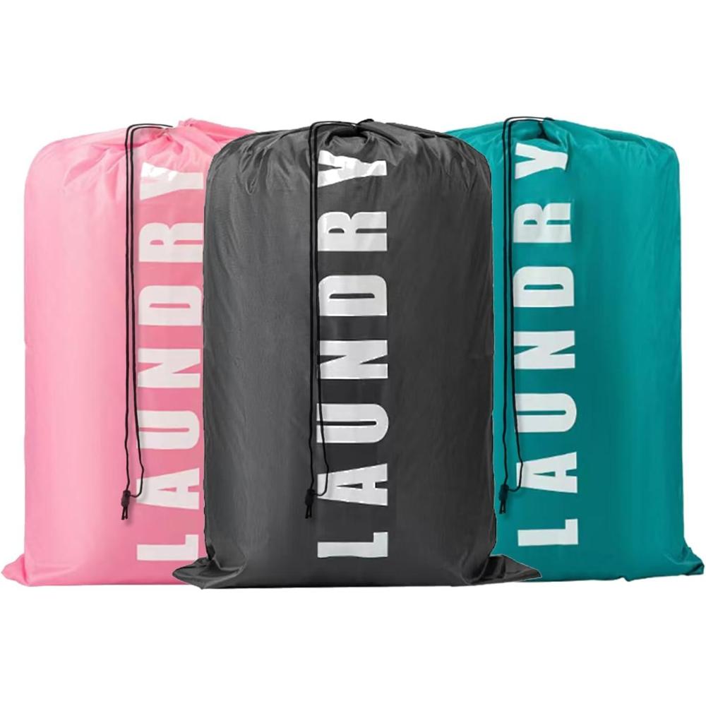 image:image3PCS Sac Linge Sale Voyage Grand Sac Linge Sale en Tissu Sac Portable pour Vtement avec Cordon de Serrage Sacoche Linge Pliable pour Maison Htel Dortoir