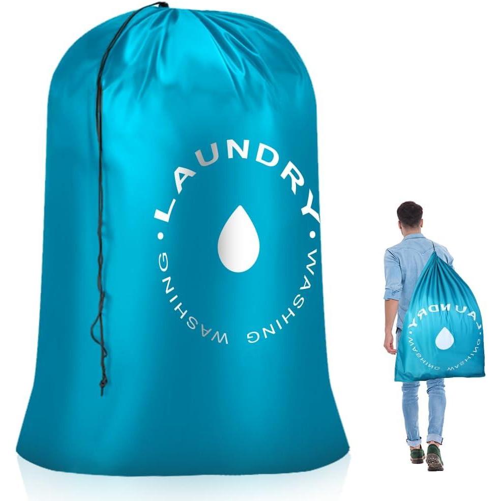 image:imageAiQInu Sac Linge Sale Voyage 100L Grand Sac Linge Sale Sac Portable pour Vtement Lger Sacs de Linge Pliables pour Htel Dortoir Voyages 60 x 85cm BleuBlue