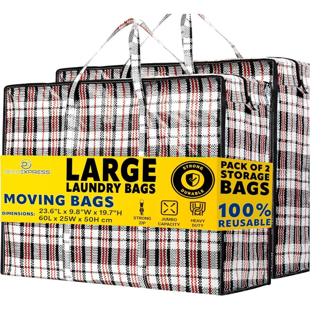 image:imageDeco Express Sac de Rangement Buanderie Lot de 5 75L 60 x 50 x 25 cm Fermeture Eclair Sac Demenagement Rangement pour Vtements et Penderies Lot de 5Lot de 2