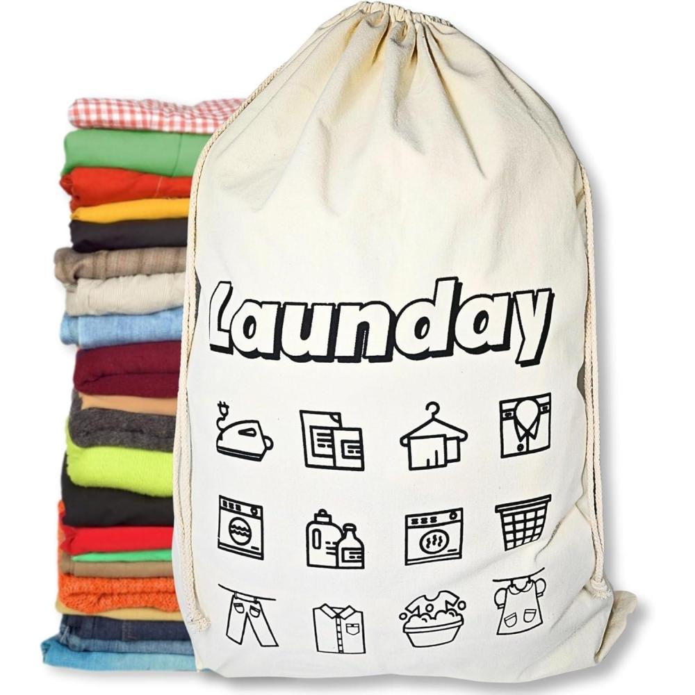 image:imageLot de 2 Grand Sac de Linge Sale avec Cordon de Serrage50x70cm20x28 IN40LSac de Voyage Pliable pour Dortoir et VoyagesSalle de Lavage7090CM28x36IN75L1 Pcs