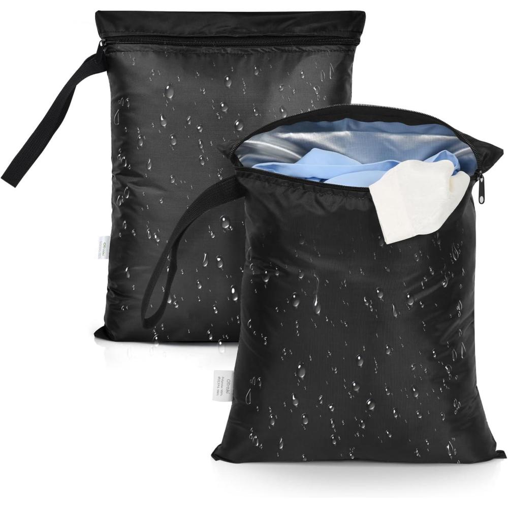 image:imageOTraki Sac Linge Sale Voyage 50x60cm Sac Linge Sale Wet Bag Sac de Rangement Sacs Maillot mouill Impermable pour Sport Maillots de Bain Natation Plage Gym NoirNoir