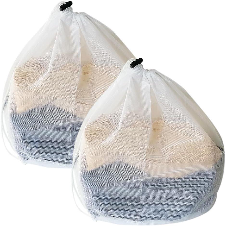 image:imageSac linge en maille sac de lavage portable avec cordon de serrage en maille fine pour machine laver vtements literie nappes rideauxRouge