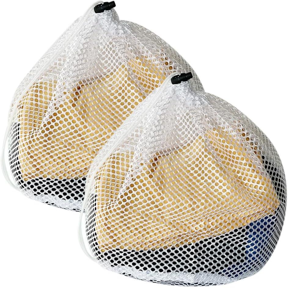 image:imageSac linge en maille sac de lavage portable avec cordon de serrage en maille fine pour machine laver vtements literie nappes rideauxRouge Magenta