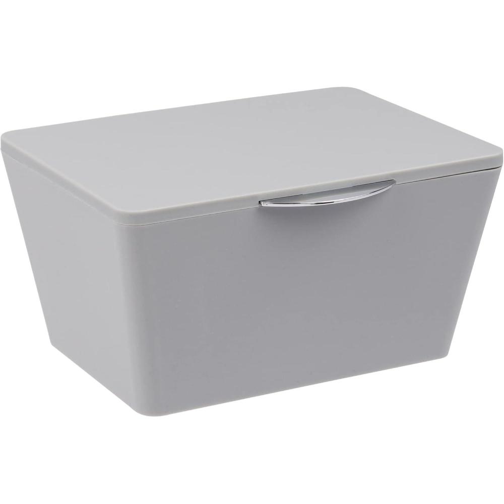 image:imageWENKO Bote avec Couvercle Brasil Panier de Rangement Panier de Salle de Bain avec Couvercle Plastique Pet 19 x 10 x 155 cm BlancGris