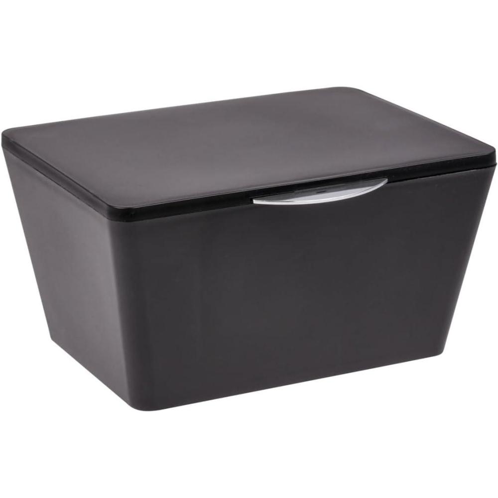 image:imageWENKO Bote avec Couvercle Brasil Panier de Rangement Panier de Salle de Bain avec Couvercle Plastique Pet 19 x 10 x 155 cm BlancNoir