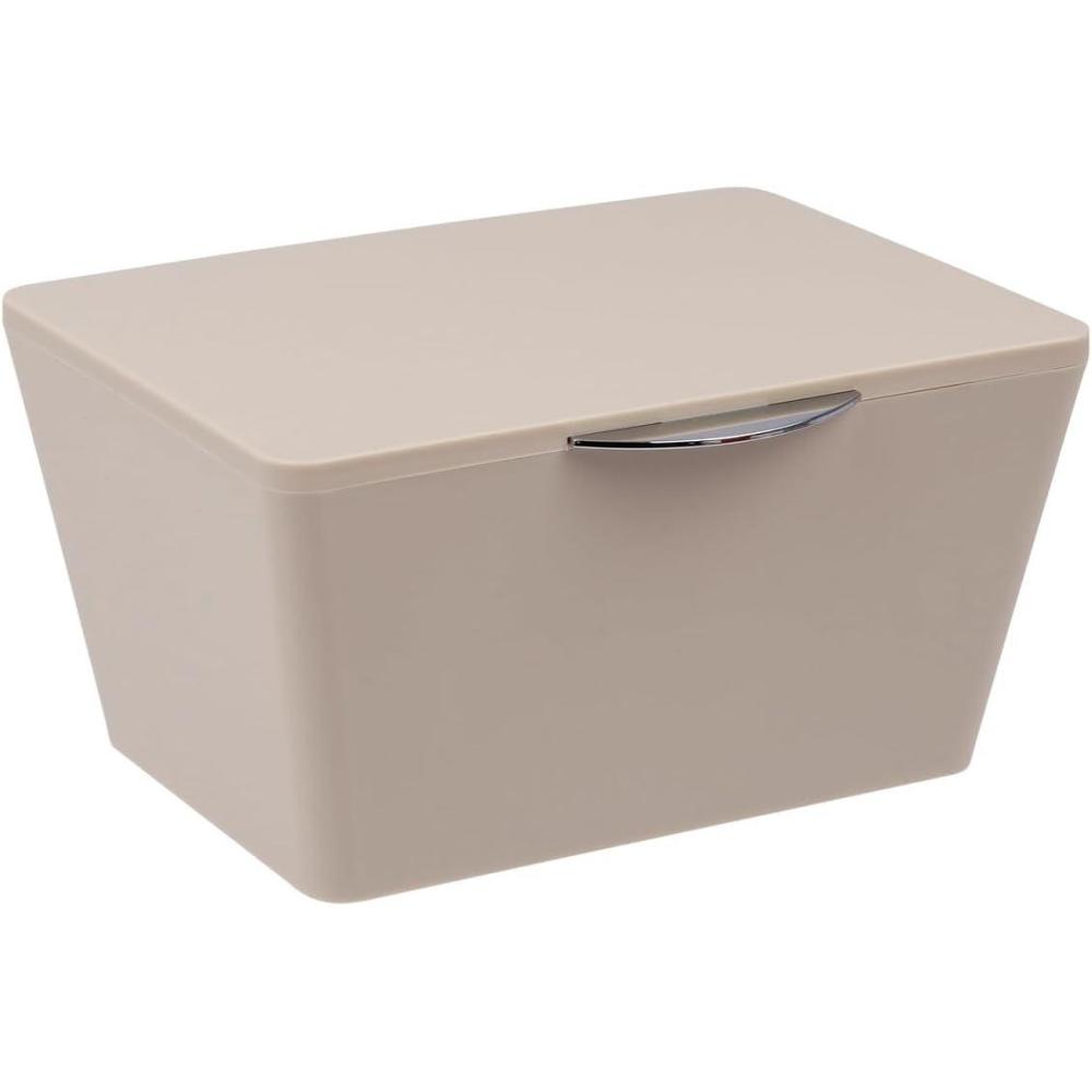 image:imageWENKO Bote avec Couvercle Brasil Panier de Rangement Panier de Salle de Bain avec Couvercle Plastique Pet 19 x 10 x 155 cm BlancTaupe