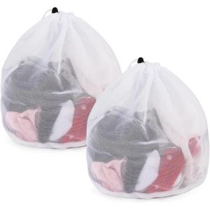 2 Pcs Filet Linge Machine à laver, Sac à Linge avec Cordon de Serrage Sac Linge Sale Réutilisable en Maille Fin pour Machine à Laver Chemisier Sous-vêtements Soutien-gorge Chaussettes (30 x 40cm)(m)