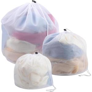 2 Pcs Filet Linge Machine à laver, Sac à Linge avec Cordon de Serrage Sac Linge Sale Réutilisable en Maille Fin pour Machine à Laver Chemisier Sous-vêtements Soutien-gorge Chaussettes (30 x 40cm)(S M L)